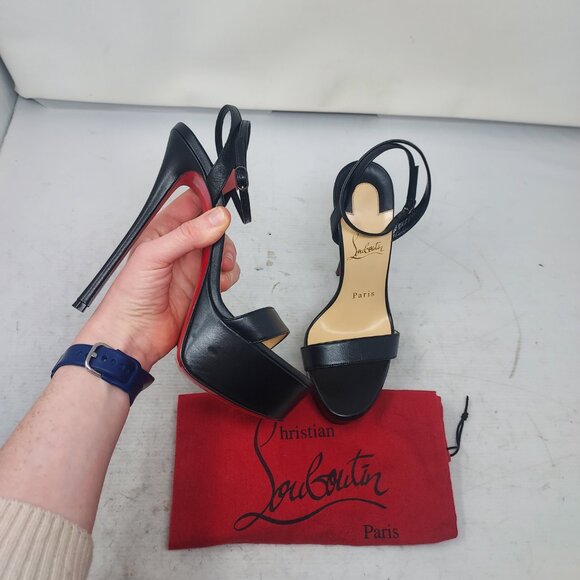 Christian Louboutin Loubi Queen Alta Black Platform Sandal - Picture 1 of 16